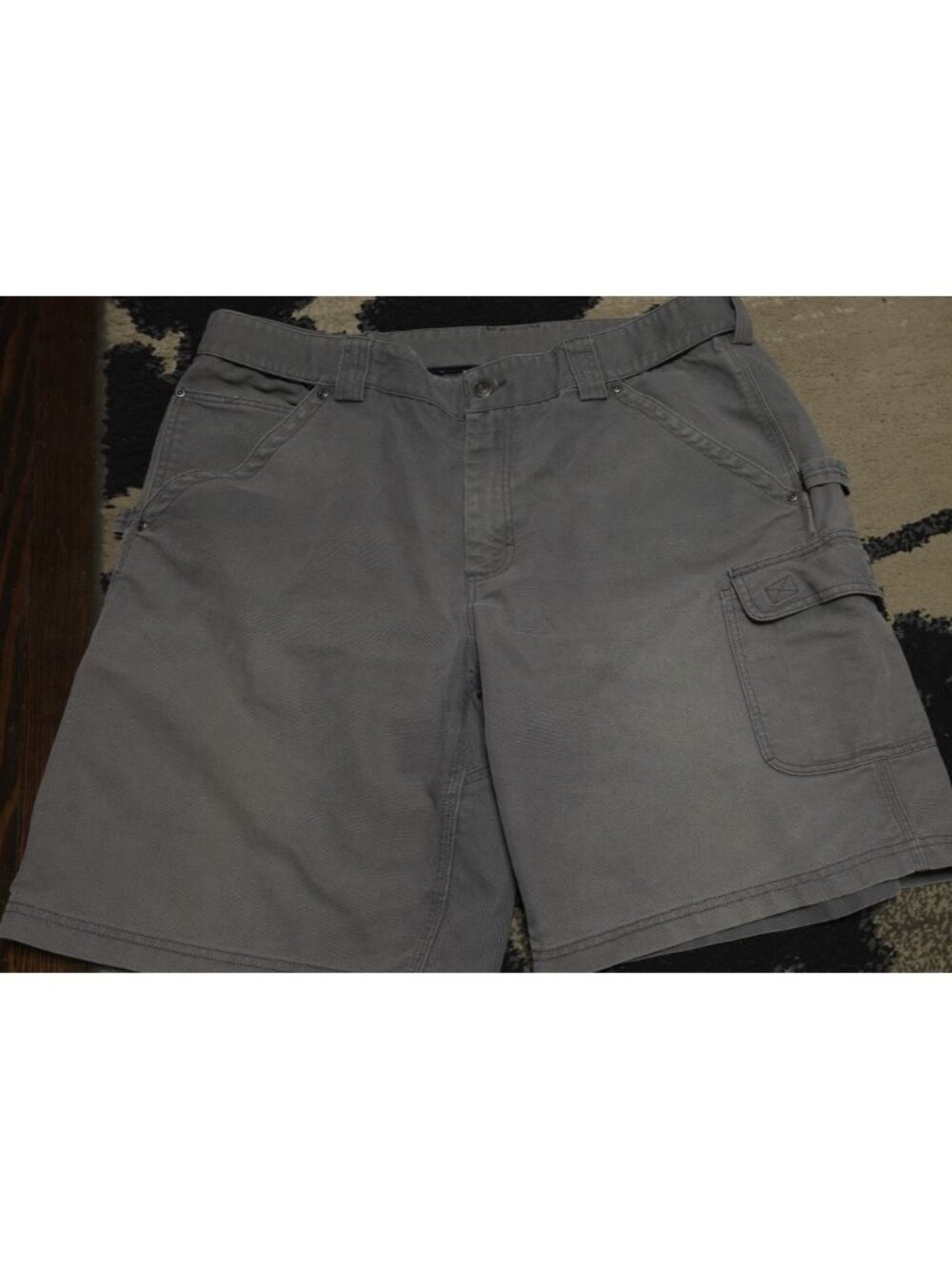 Duluth Flex Fire Hose Mens 40x10 Grey Canvas Utility Carpenter Workwear Shorts